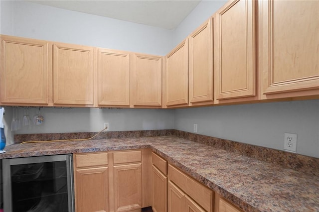 510 Westmoreland Ln, North Kingstown, RI 02874 - kitchen featuring wine cooler, light brown cabinets, and dark countertops