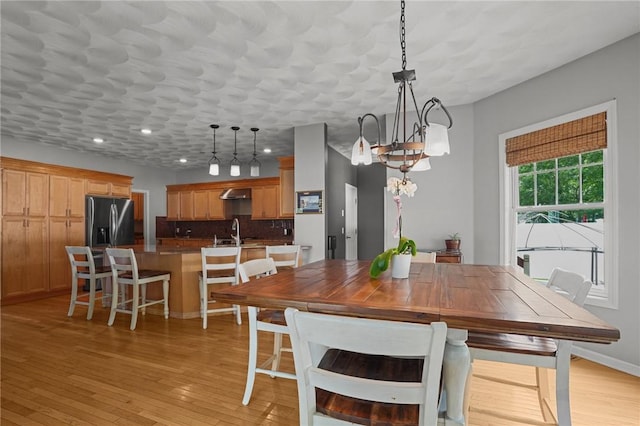 510 Westmoreland Ln, North Kingstown, RI 02874 - dining room with a chandelier, light wood-type flooring, and recessed lighting