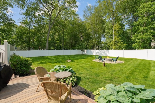 510 Westmoreland Ln, North Kingstown, RI 02874 - view of yard with an outdoor fire pit and a wooden deck