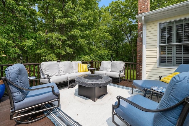 43 Kayla Ricci Way, Exeter, RI 02874 - view of patio with an outdoor living space with a fire pit and a deck