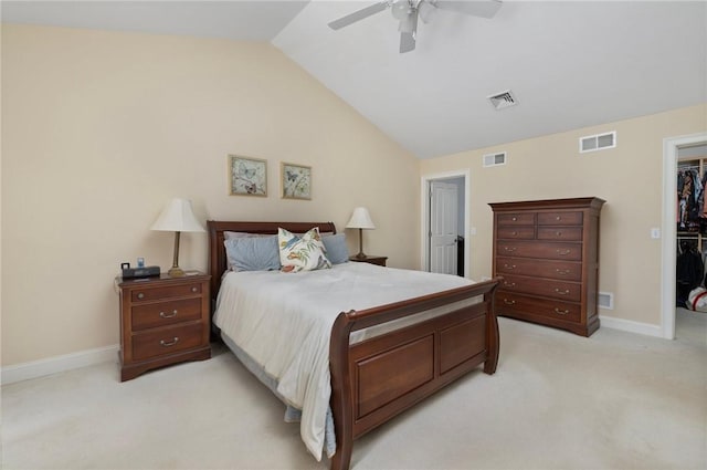43 Kayla Ricci Way, Exeter, RI 02874 - bedroom featuring a spacious closet, light carpet, vaulted ceiling, a closet, and a ceiling fan