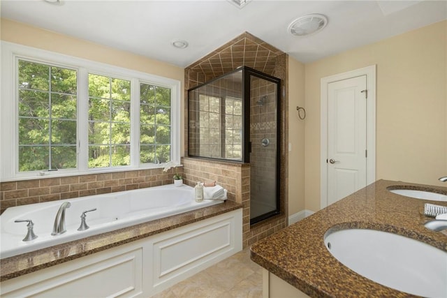 43 Kayla Ricci Way, Exeter, RI 02874 - full bath featuring a stall shower, a garden tub, and healthy amount of natural light