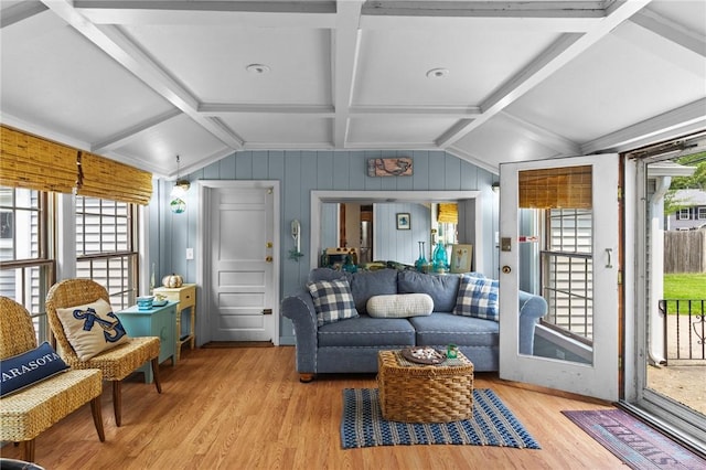 299 Buttonwoods Ave, Warwick, RI 02886 - living room with wood finished floors and coffered ceiling