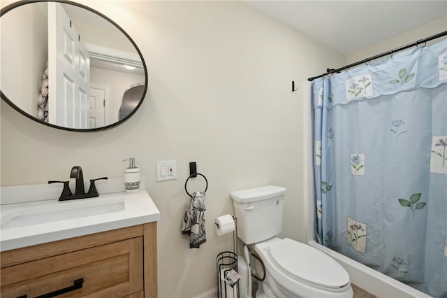 73 Vineyard Ave, Cumberland, RI 02864 - bathroom featuring vanity, toilet, a shower with curtain, and baseboards