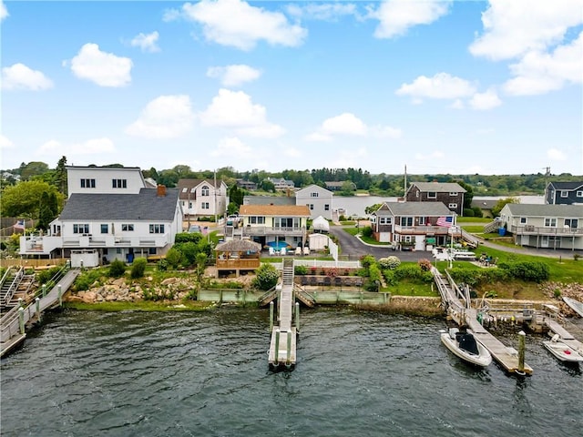 263 Prospect Rd, South Kingstown, RI 02879 - water view featuring a boat dock and nearby suburban area