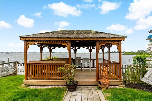 263 Prospect Rd, South Kingstown, RI 02879 - dock area featuring a gazebo and a water view