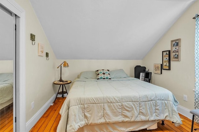 15 Boyd Ave, East Providence, RI 02914 - bedroom with hardwood / wood-style flooring, lofted ceiling, and baseboards