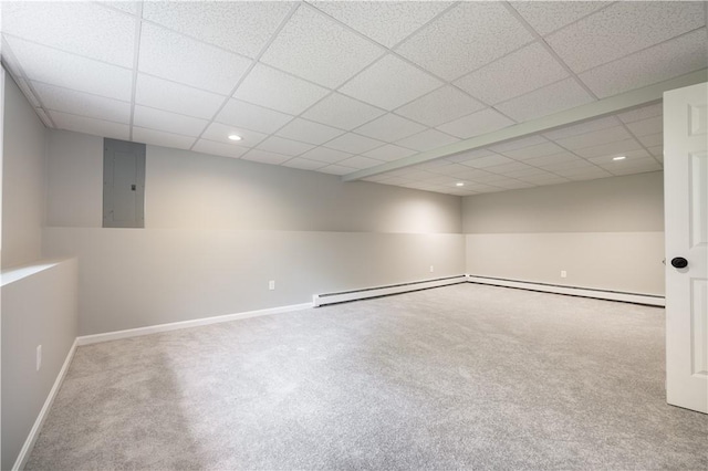 128 Old Quarry Rd, Glocester, RI 02857 - spare room featuring electric panel, carpet, recessed lighting, baseboards, and a drop ceiling