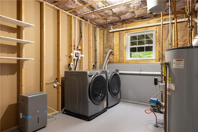 128 Old Quarry Rd, Glocester, RI 02857 - laundry area featuring water heater and washing machine and dryer
