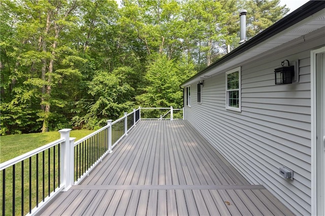 128 Old Quarry Rd, Glocester, RI 02857 - wooden deck featuring a lawn