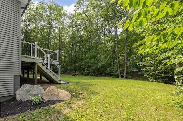 128 Old Quarry Rd, Glocester, RI 02857 - view of green lawn featuring stairs and a deck