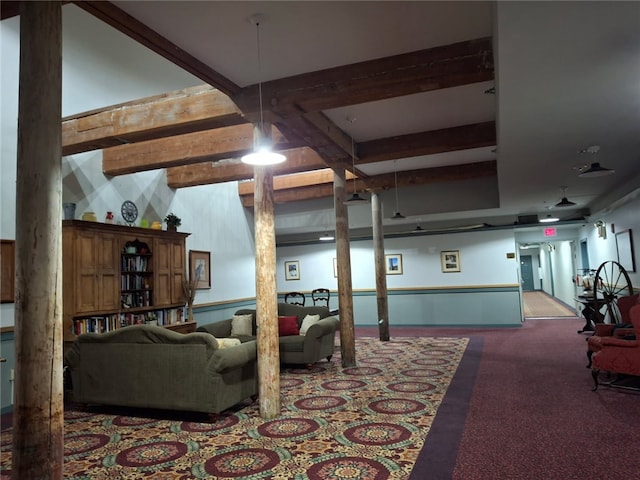 15 Higgins St Unit 106, Smithfield, RI 02917 - carpeted living area featuring beamed ceiling