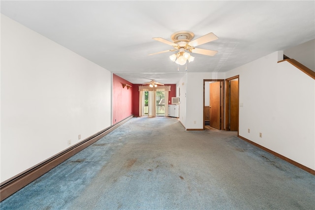 500 E Greenwich Ave Unit 108, West Warwick, RI 02893 - unfurnished living room with ceiling fan, carpet floors, baseboards, and baseboard heating