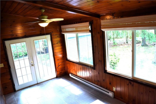 19 Jacob Perry Dr, Charlestown, RI 02831 - unfurnished sunroom with baseboard heating, beam ceiling, and french doors
