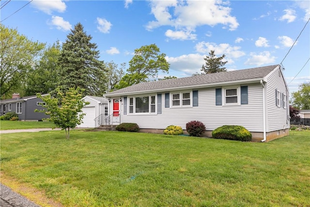 174 Russell Dr, Tiverton, RI 02878 - view of front of property featuring a front lawn and an outbuilding