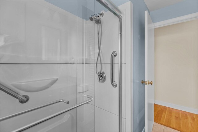 174 Russell Dr, Tiverton, RI 02878 - full bath with a stall shower and tile patterned flooring
