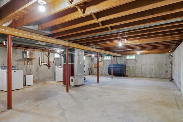 174 Russell Dr, Tiverton, RI 02878 - basement with oil tank, separate washer and dryer, and heating unit
