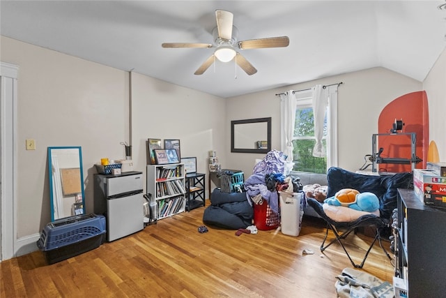 20 Cold Spring Pl, Woonsocket, RI 02895 - game room with wood finished floors, ceiling fan, and lofted ceiling