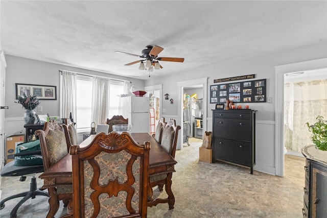 20 Cold Spring Pl, Woonsocket, RI 02895 - dining space with ceiling fan and wainscoting