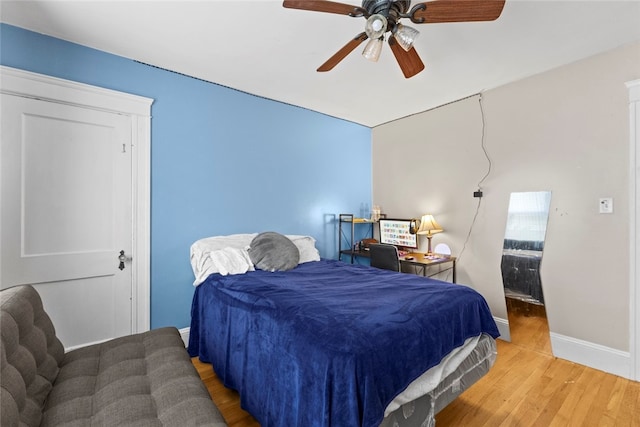 20 Cold Spring Pl, Woonsocket, RI 02895 - bedroom with baseboards, wood finished floors, and ceiling fan