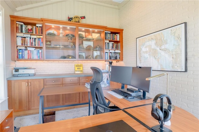 62 James Ct, Portsmouth, RI 02871 - office featuring vaulted ceiling and brick wall