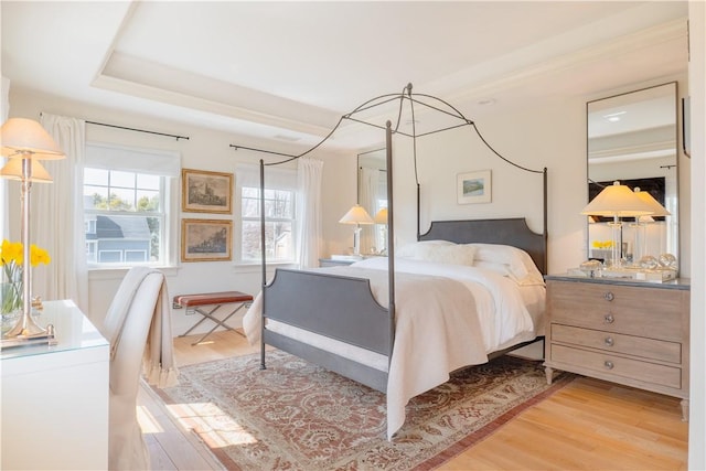 62 James Ct, Portsmouth, RI 02871 - bedroom with light wood finished floors and a raised ceiling