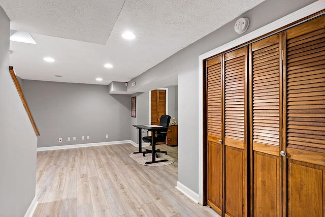 47 Morgan Ave Unit 45, Johnston, RI 02919 - home office featuring light wood-type flooring, baseboards, a textured ceiling, and recessed lighting