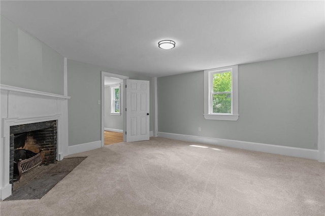 529 Rocky Hill Rd, Scituate, RI 02857 - unfurnished living room with a high end fireplace, carpet, and baseboards