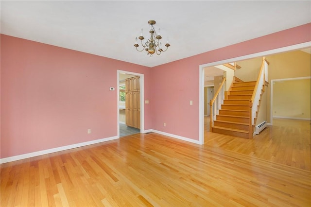 30 Walden Way S, Kingstown, RI 02879 - unfurnished room with baseboard heating, stairs, light wood-style flooring, and baseboards