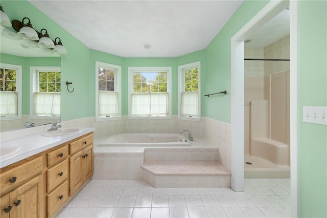30 Walden Way S, Kingstown, RI 02879 - bathroom with a bath, healthy amount of natural light, double vanity, and a shower