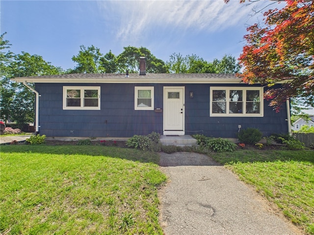 5 Conca St, North Providence, RI 02904 - ranch-style house featuring a front lawn and a chimney