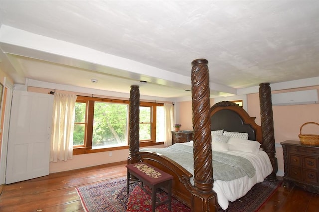 259 Green Hill Beach Rd, South Kingstown, RI 02879 - bedroom with hardwood / wood-style flooring and an AC wall unit