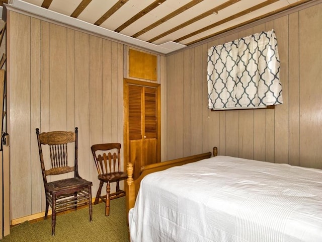 127 Pettey Ln, Westport, MA 02790 - bedroom featuring carpet floors and wood walls