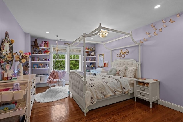 40 Oakbrook Ct, East Greenwich, RI 02818 - bedroom with wood finished floors, recessed lighting, baseboards, and a chandelier