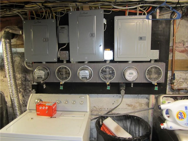 88 Darlingdale Ave, Pawtucket, RI 02861 - washroom featuring electric panel and washer / dryer