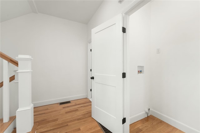 41 Burnett Rd, Warwick, RI 02889 - laundry area with light wood-style flooring, washer hookup, and baseboards