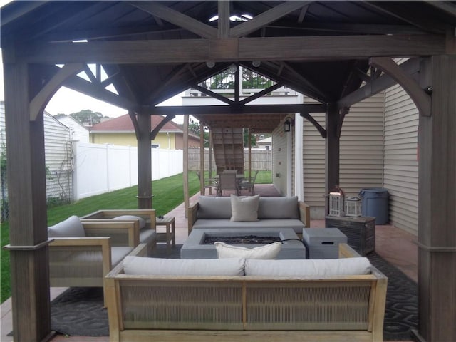 176 Vernon St, Warwick, RI 02889 - view of patio / terrace with a gazebo and an outdoor living space with a fire pit