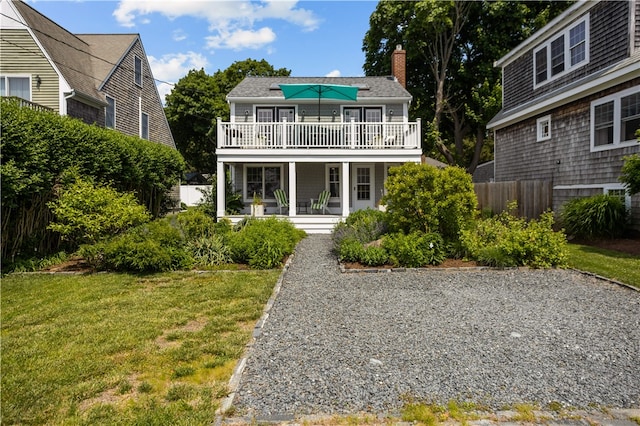 37 Brownell St, Warren, RI 02885 - back of house with a chimney and a deck