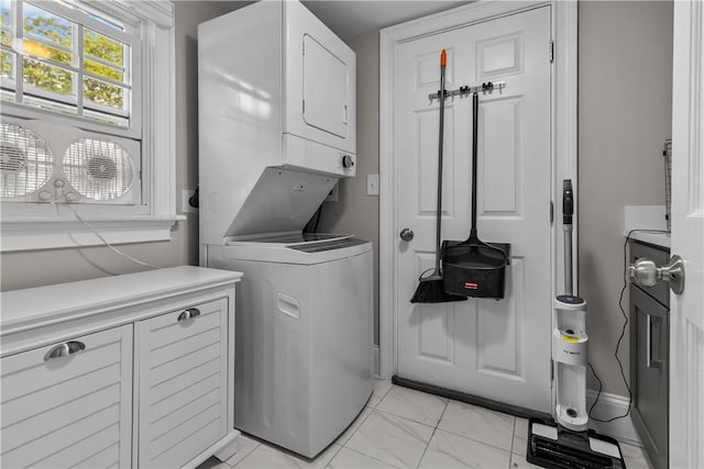 37 Brownell St, Warren, RI 02885 - washroom featuring stacked washing machine and dryer