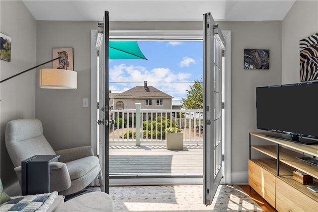 37 Brownell St, Warren, RI 02885 - doorway to outside with wood finished floors and french doors
