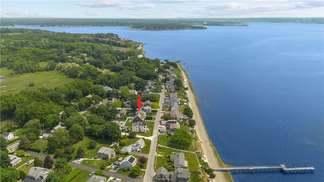 37 Brownell St, Warren, RI 02885 - aerial overview of property's location with a large body of water and nearby suburban area
