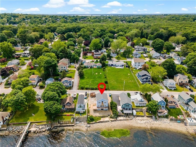 92 King Philip Ave, Bristol, RI 02809 - aerial perspective of suburban area with a large body of water