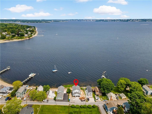 92 King Philip Ave, Bristol, RI 02809 - aerial view of property's location with nearby suburban area and a large body of water