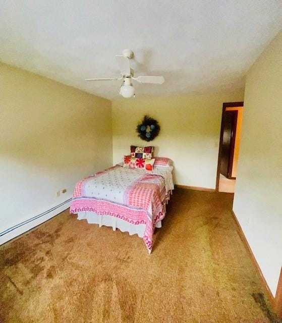 1221 Phenix Ave, Cranston, RI 02921 - carpeted bedroom with a ceiling fan, a baseboard radiator, and baseboards