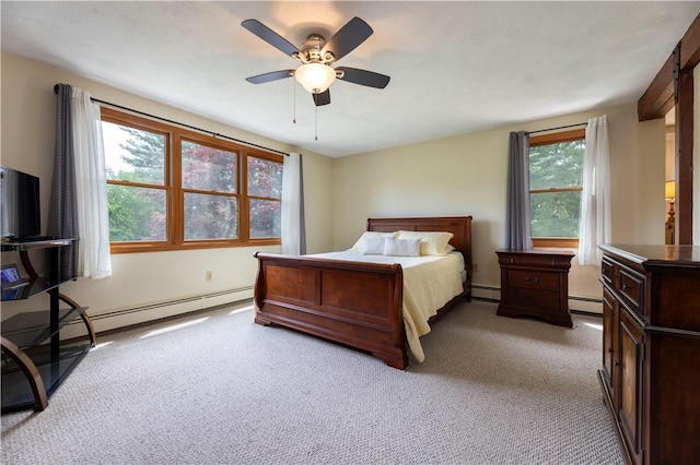 71 Phillips Ln, Glocester, RI 02814 - bedroom with carpet, a baseboard heating unit, and ceiling fan