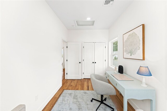 51 Burnett Rd, Warwick, RI 02889 - office with attic access, light wood finished floors, and baseboards