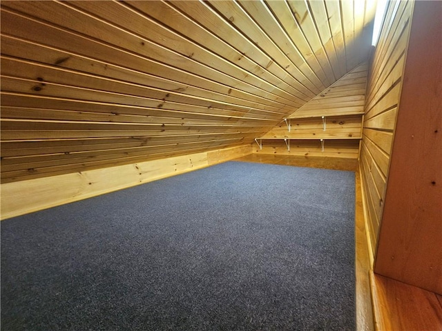 66 Shadbush Rd, South Kingstown, RI 02879 - bonus room featuring wood walls, a sauna, lofted ceiling, carpet flooring, and wood ceiling