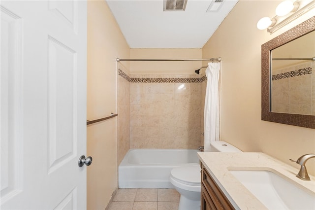 694 Orleans Ct, Warwick, RI 02886 - bathroom with toilet, vanity, shower / bath combination with curtain, and tile patterned floors