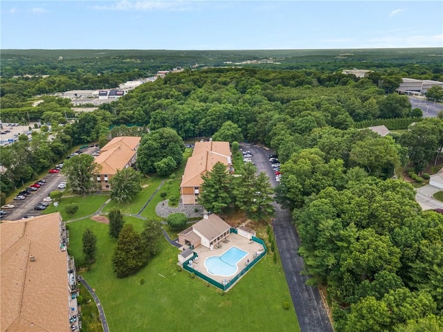 752 Quaker Ln Unit C311, Warwick, RI 02818 - aerial view of property and surrounding area with a pool area and a forest