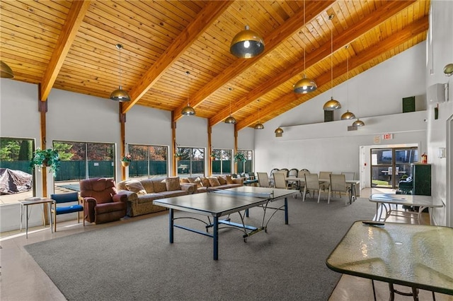 752 Quaker Ln Unit C311, Warwick, RI 02818 - rec room featuring high vaulted ceiling, a wooden ceiling with exposed beams, and healthy amount of natural light
